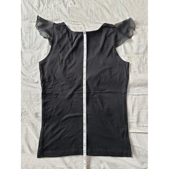 BEDO Black Flutter Cap Sleeve Party Top - Picture 3 of 4